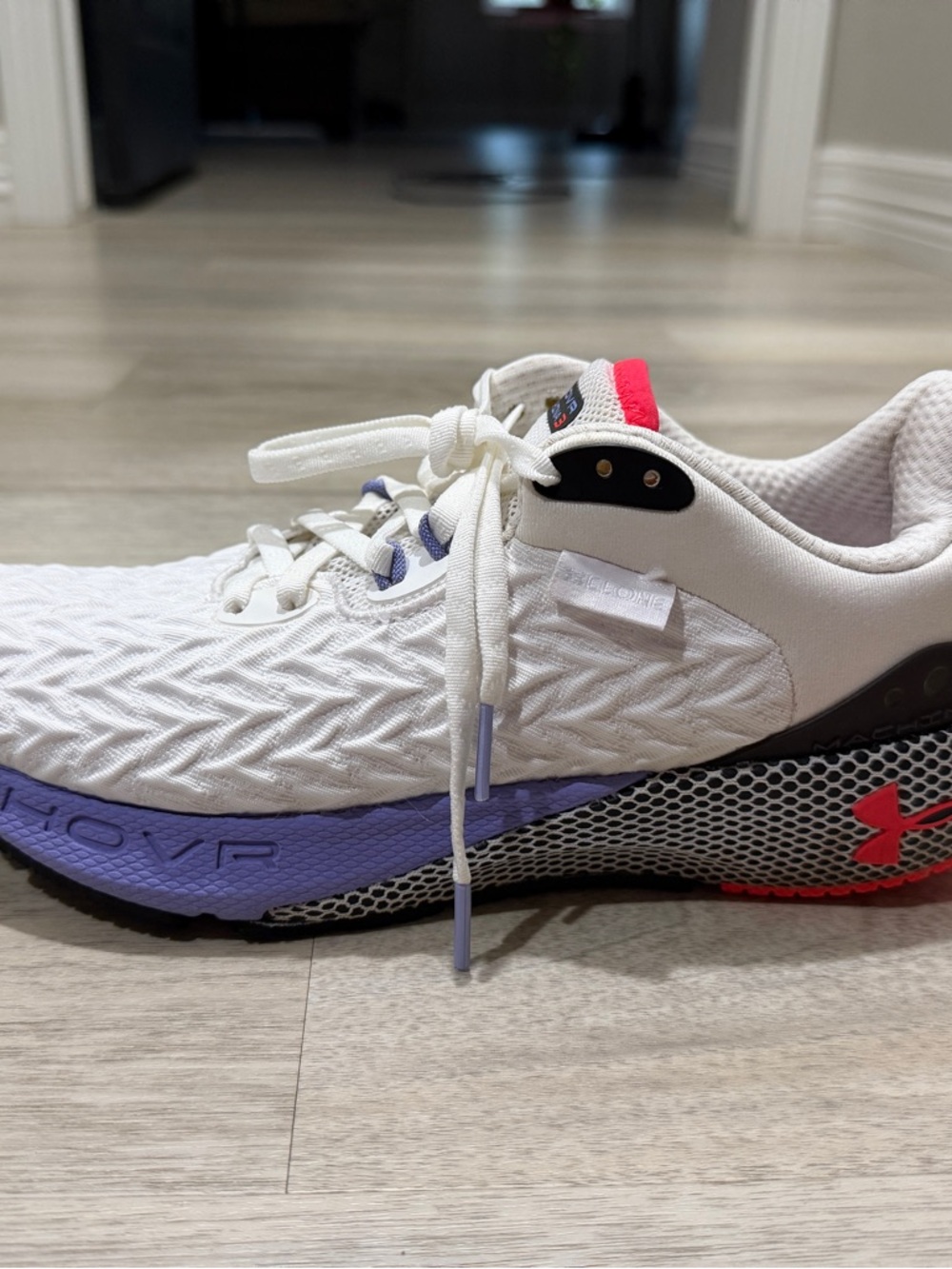 Under Armour White Sneakers with Pink Tongue and Purple Outsole - Picture 3 of 9